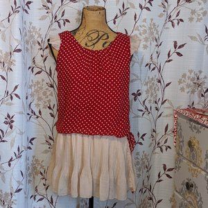 Deco Red and Cream Polkadot dress. Size: S.